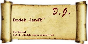 Dodek Jenő névjegykártya